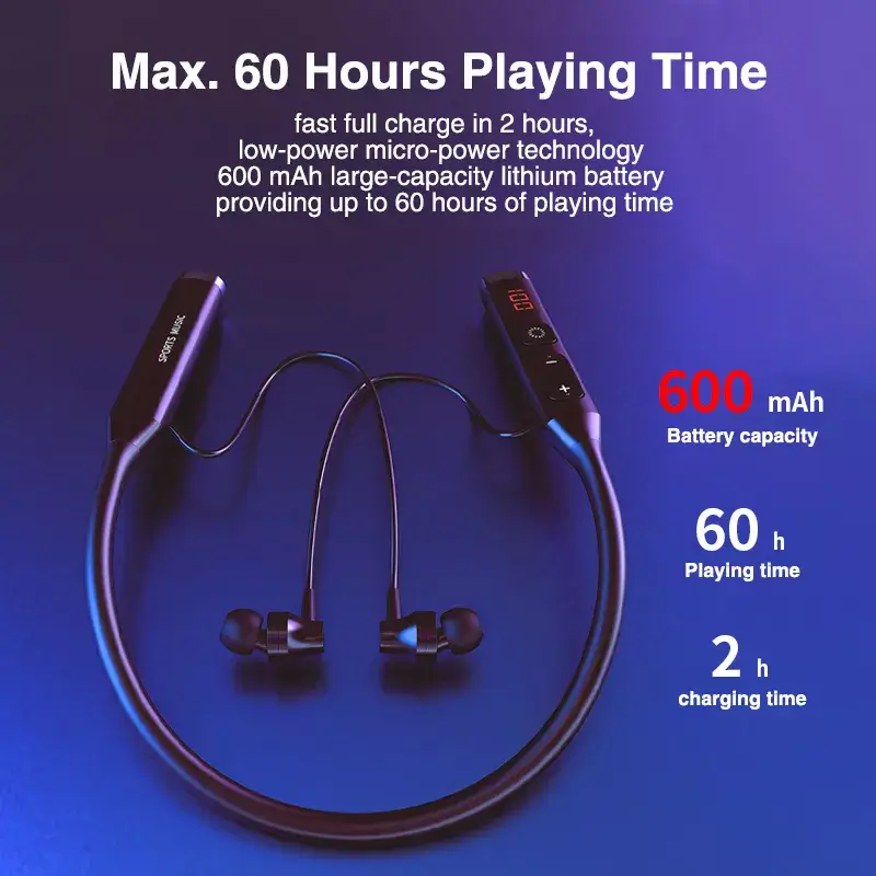 Big Battery FM Mp3 Bluetooth Neckband Headphones | KOFshop.com 