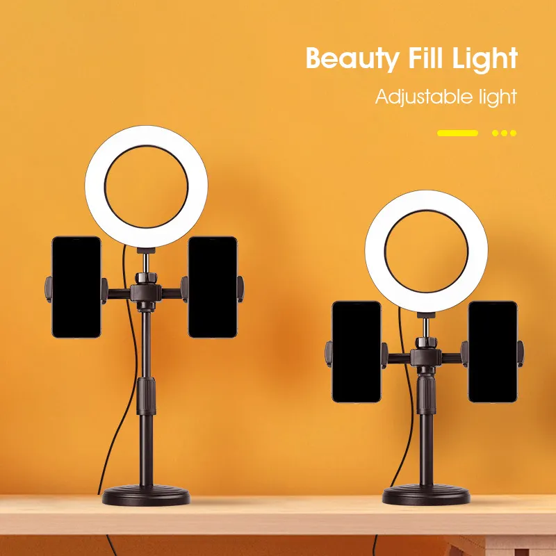 Multipurpose Selfie Broadcast Phone Stand with Multi Color Ring Light -KOFshop.com - 0592712107