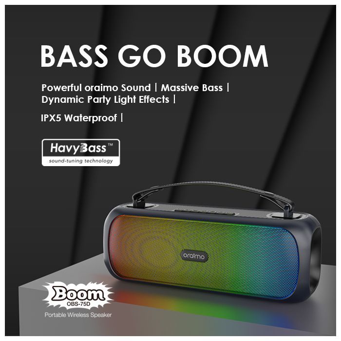 oraimo boom box portable bluetooth speaker. best bass bluetooth spearker | KOFshop.com