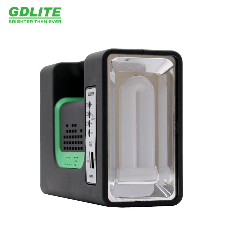 GDLITE Solar Lighting System With FM Radio, MP3, Pen Drive Slot, SD Card , 3pcs Led Bulbs, 5 Charging Cables, Solar Panel Power Bank - Black - Image 8