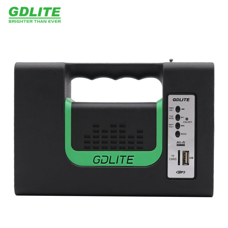 GDLITE Solar Lighting System With FM Radio, MP3, Pen Drive Slot, SD Card , 3pcs Led Bulbs, 5 Charging Cables, Solar Panel Power Bank - Black - Image 10