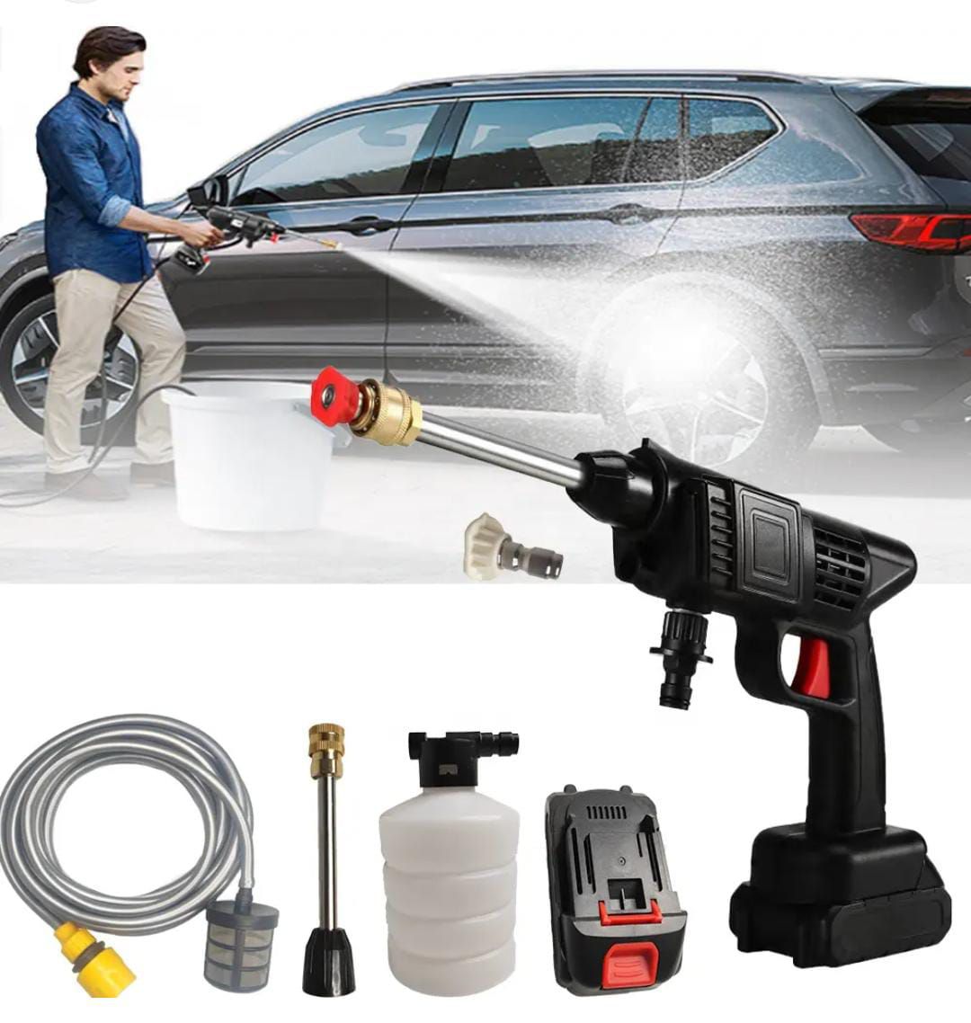 Cordless Portable High Pressure Car Washing Home Cleaning Machine with 2 Batteries