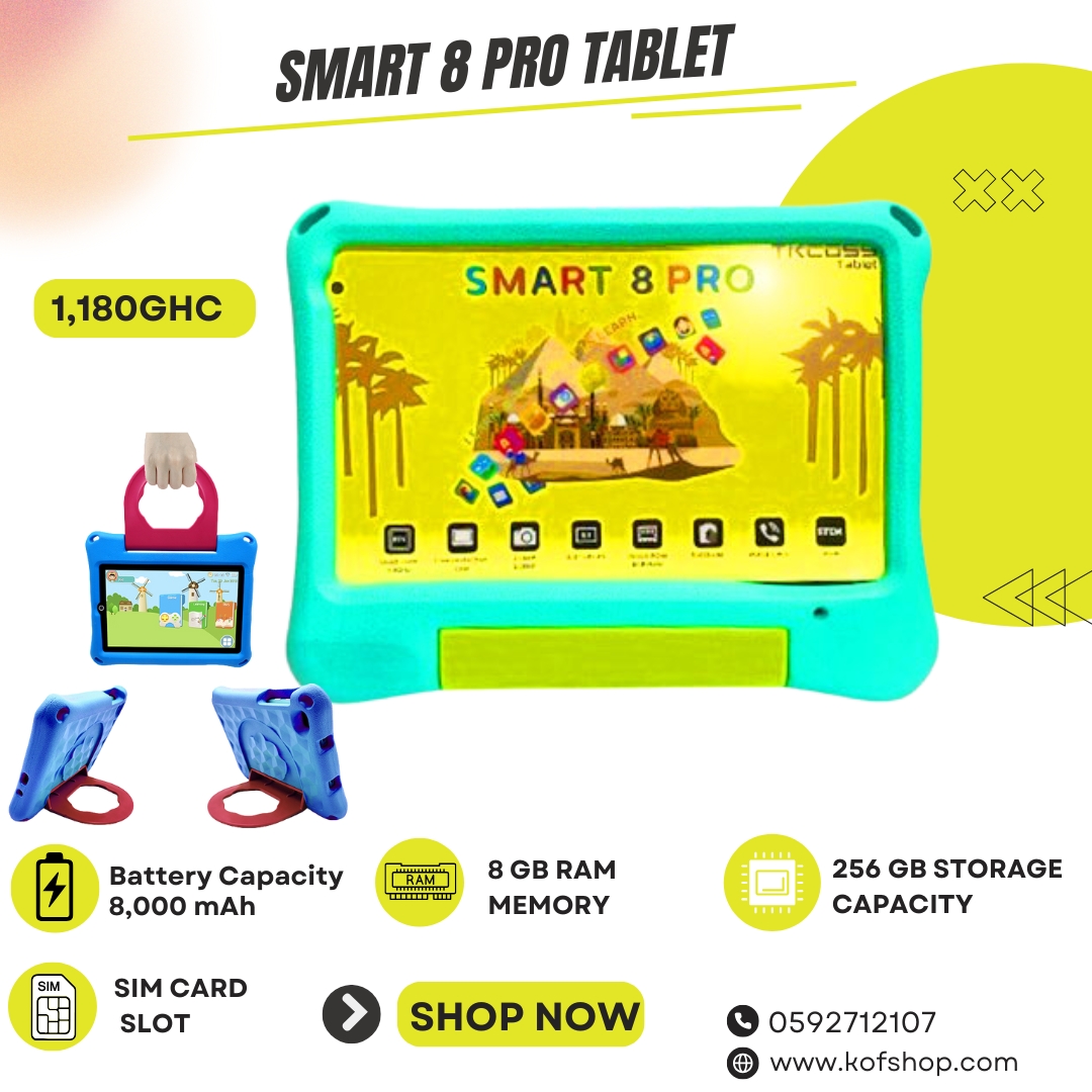 Smart 8 Pro Kids Tablet With SIM Card Slot (256GB + 8GB)