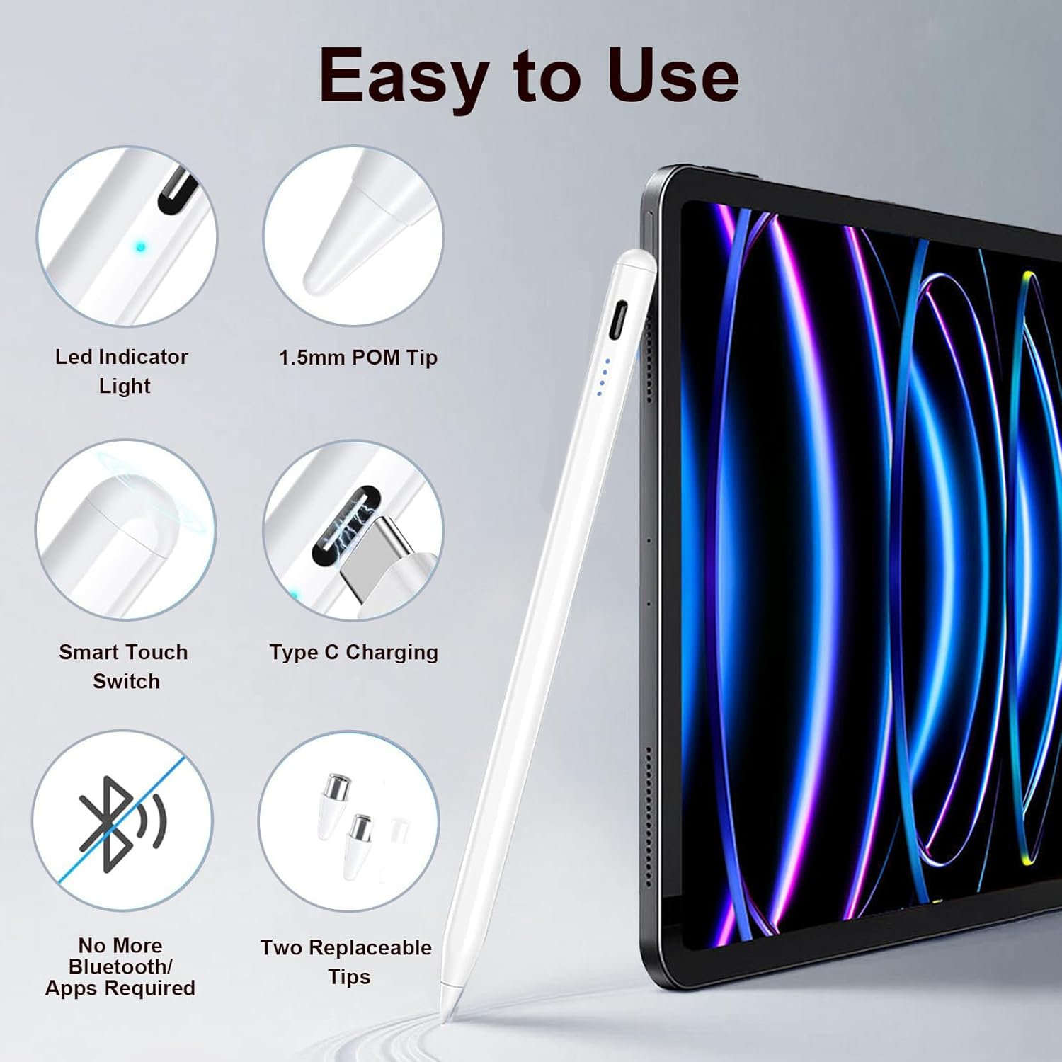 Universal Stylus Pen for Touchscreen (Andriod & iOS) -White - Image 2